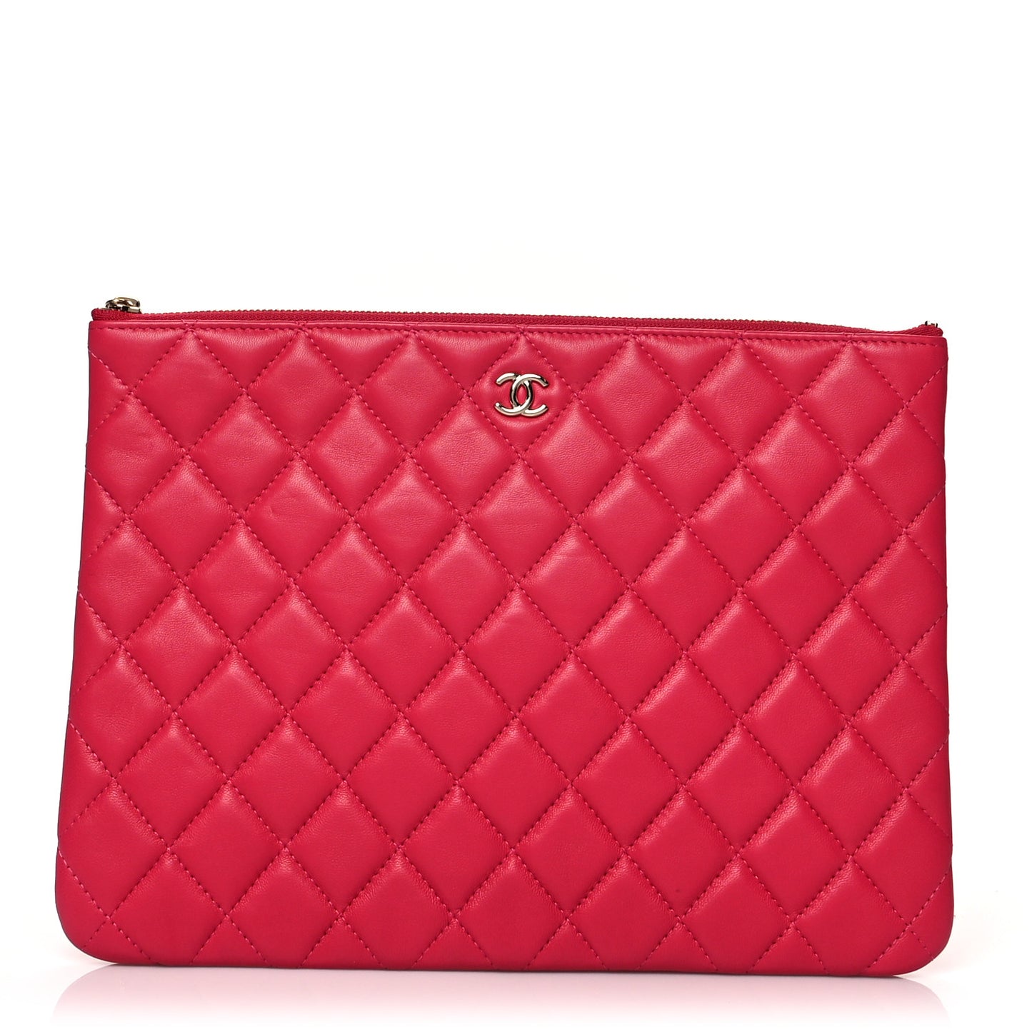 Caviar Quilted Medium Cosmetic Case Dark Pink