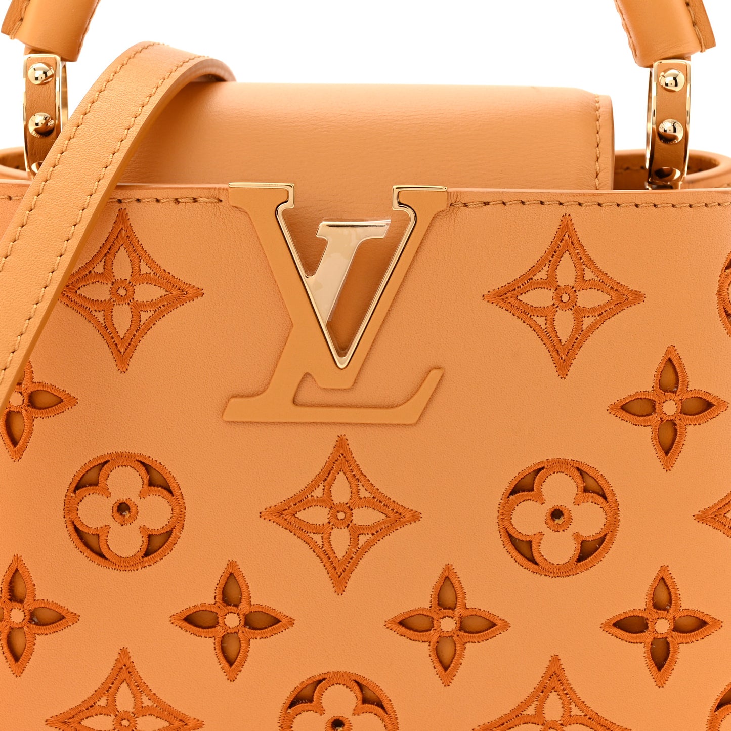 Calfskin LV Broderie Anglaise Mini Capucines Saffron