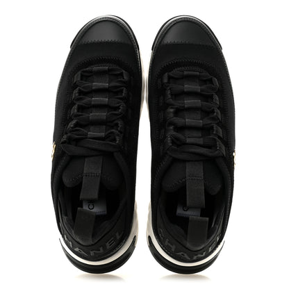 Chanel Velvet Calfskin Mixed Fibers CC Sneakers 37.5 Black 2 of 10