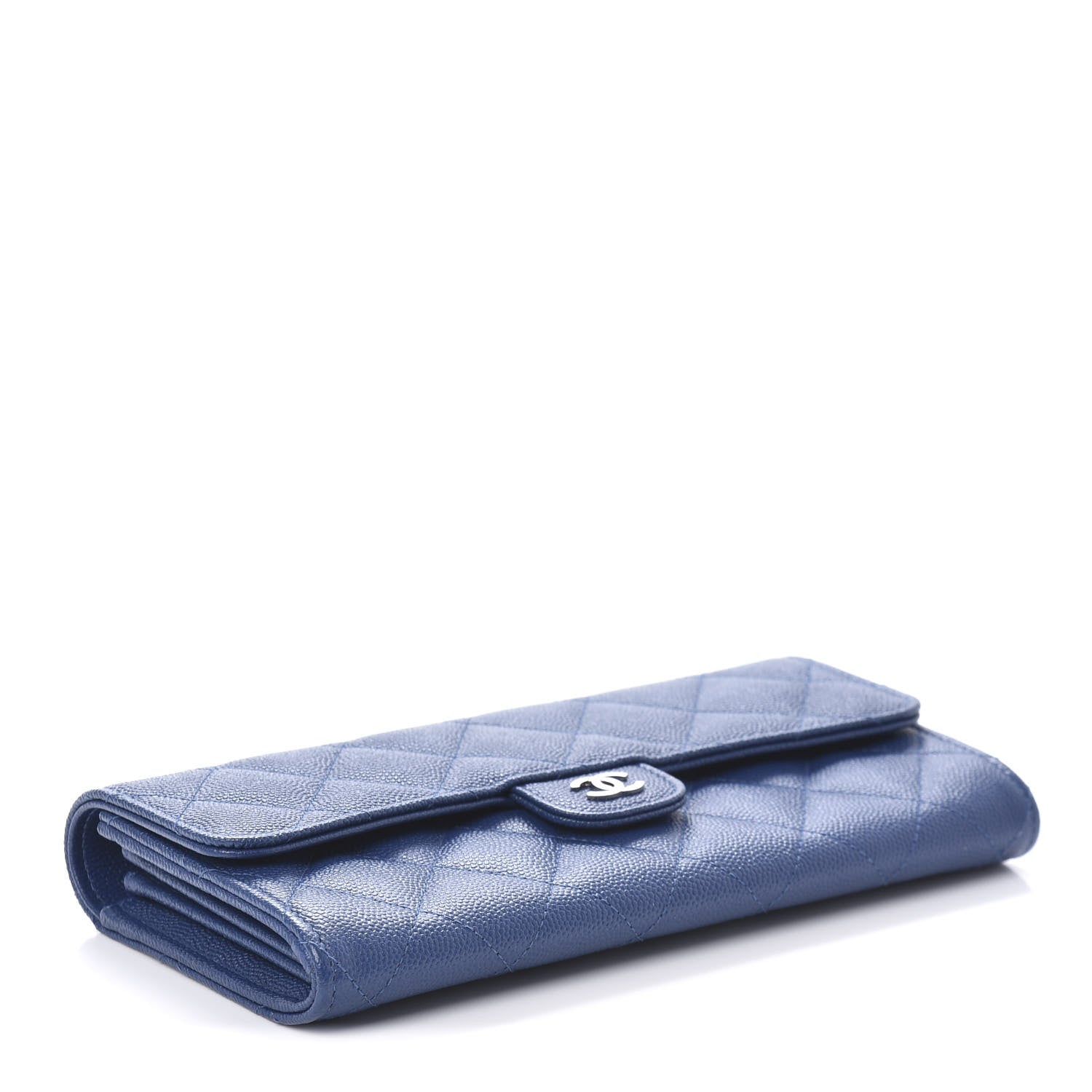 Chanel Caviar Quilted Large Gusset Flap Wallet Navy 4 of 10