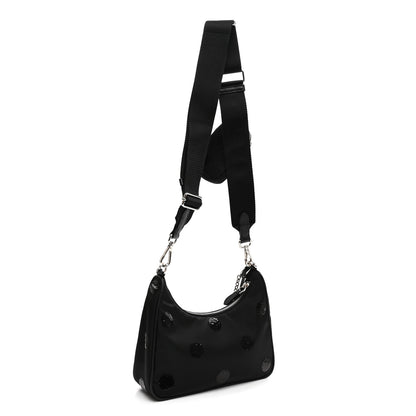 Prada Nylon Sequin Embellished Polka Dot Re-Edition 2005 Shoulder Bag Black 3 of 10