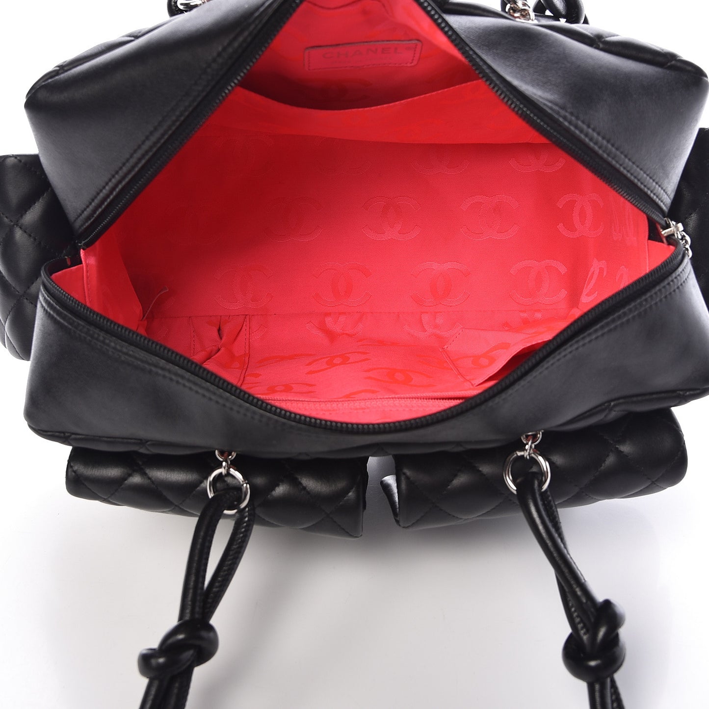 Calfskin Quilted Large Cambon Multipocket Reporter Black White