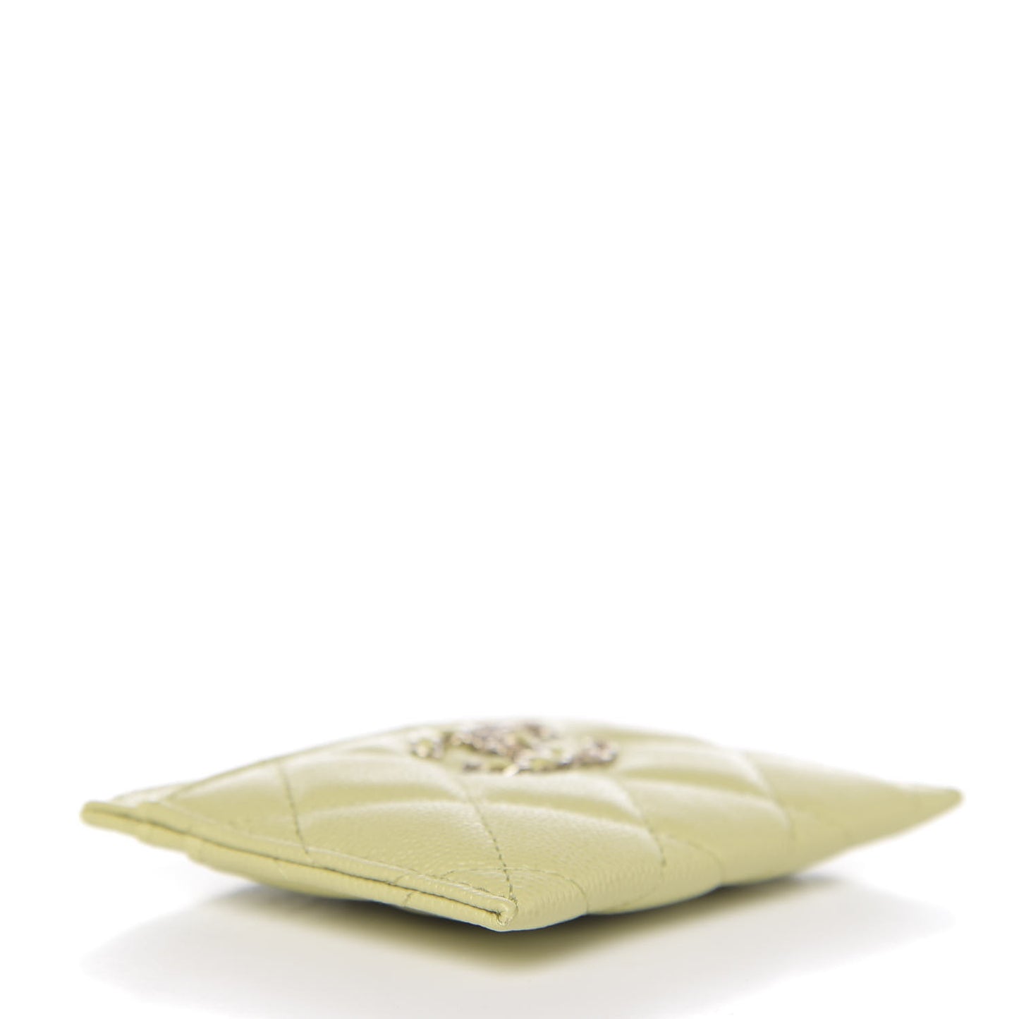 Caviar Quilted French New Wave Card Holder Light Green