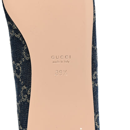 Gucci New Denim GG Monogram Nappa Deva Horsebit Chain Embellished Flats 39.5 Blue Tea Cuir Epilog 6 of 8