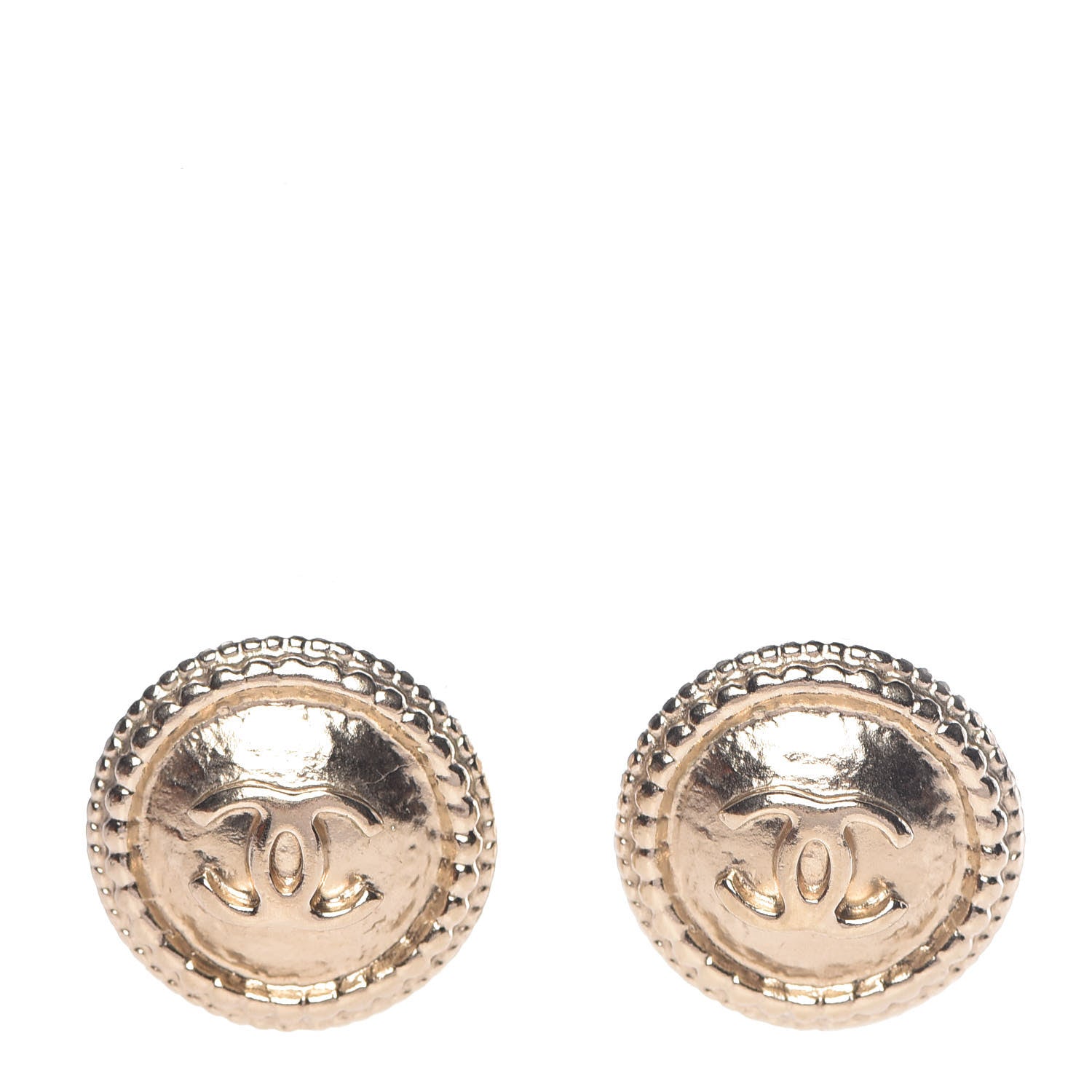Chanel CC Button Earrings Gold 1 of 4