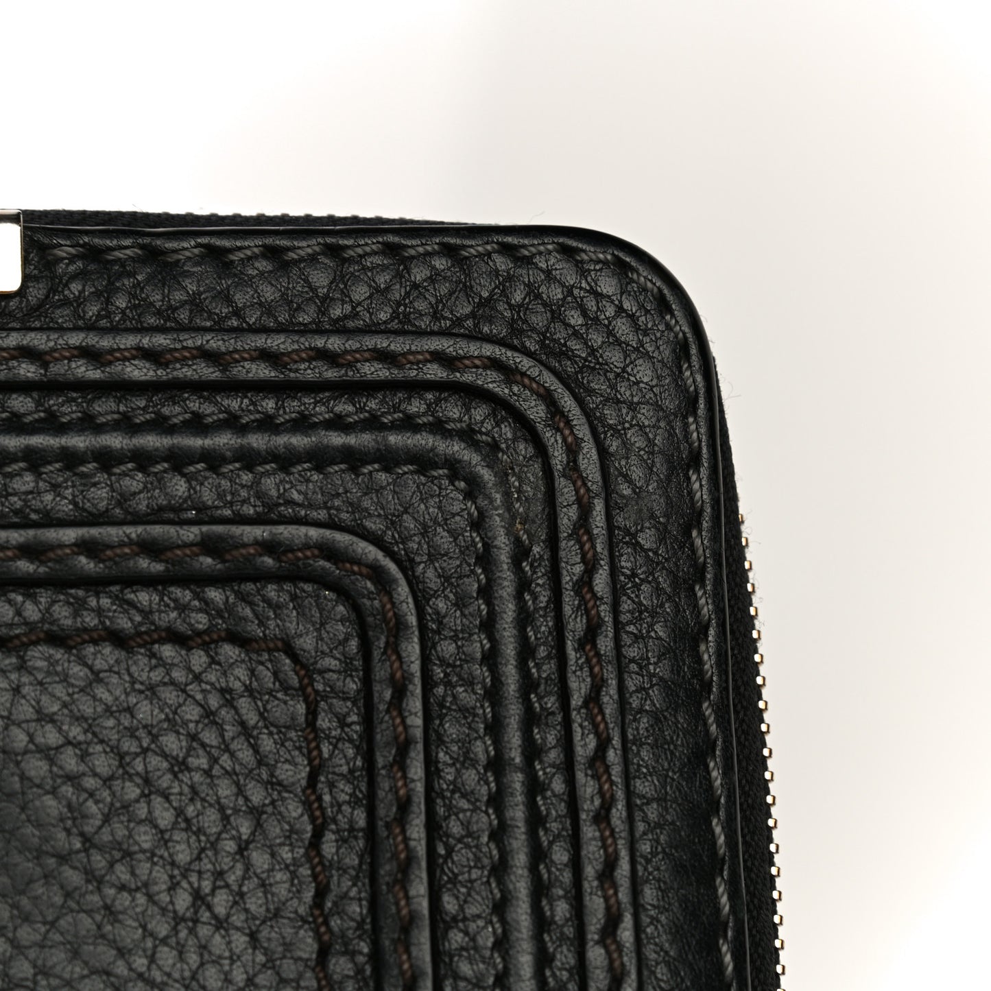 Grained Calfskin Marcie Long Zip Around Wallet Black