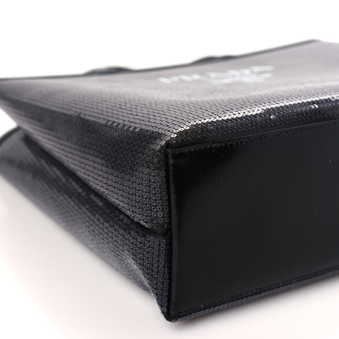 Mesh Sequin Spazzolato Logo Tote Black