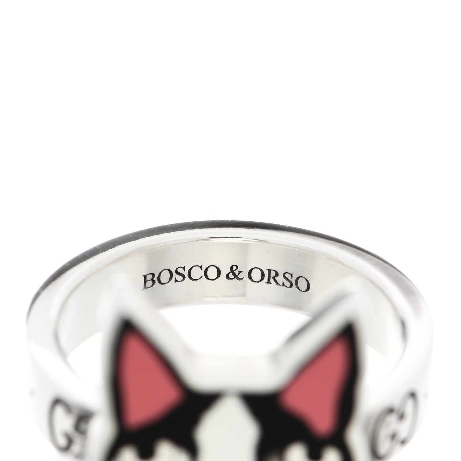 Gucci Sterling Silver Enamel Bosco Ring 59 8.75 6 of 9