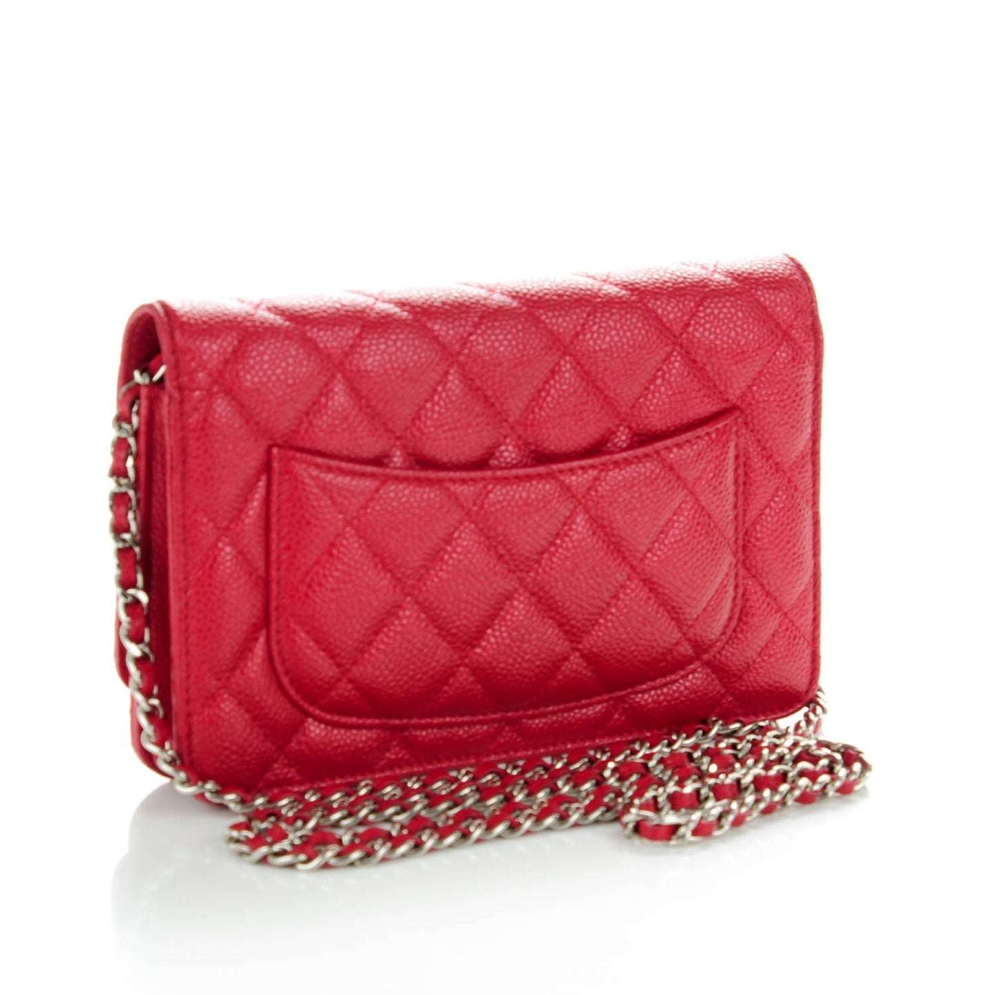Caviar Quilted Wallet On Chain WOC Dark Pink