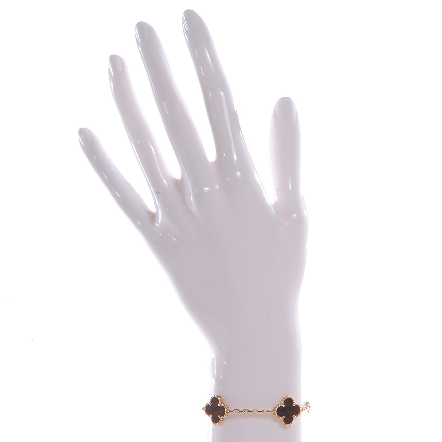 Van Cleef & Arpels 18K Rose Gold Letterwood 5 Motifs Vintage Alhambra Bracelet 2 of 9