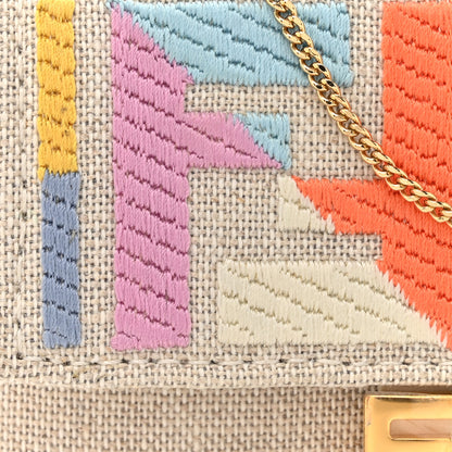 Fendi Kuban Canvas FF Embroidered Nano Baguette Charm Grezzo Multicolor 8 of 12