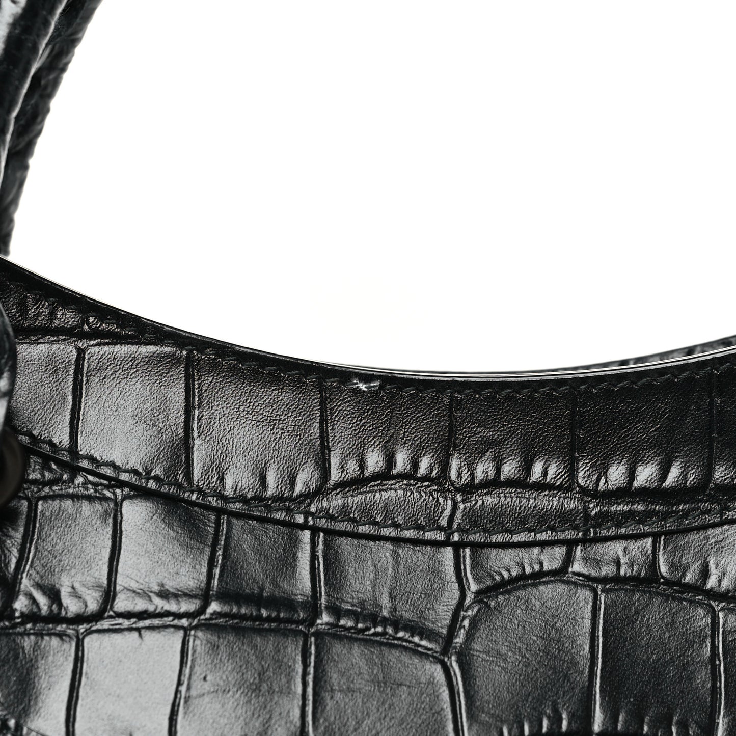 Calfskin Crocodile Embossed Classic Hardware City Black