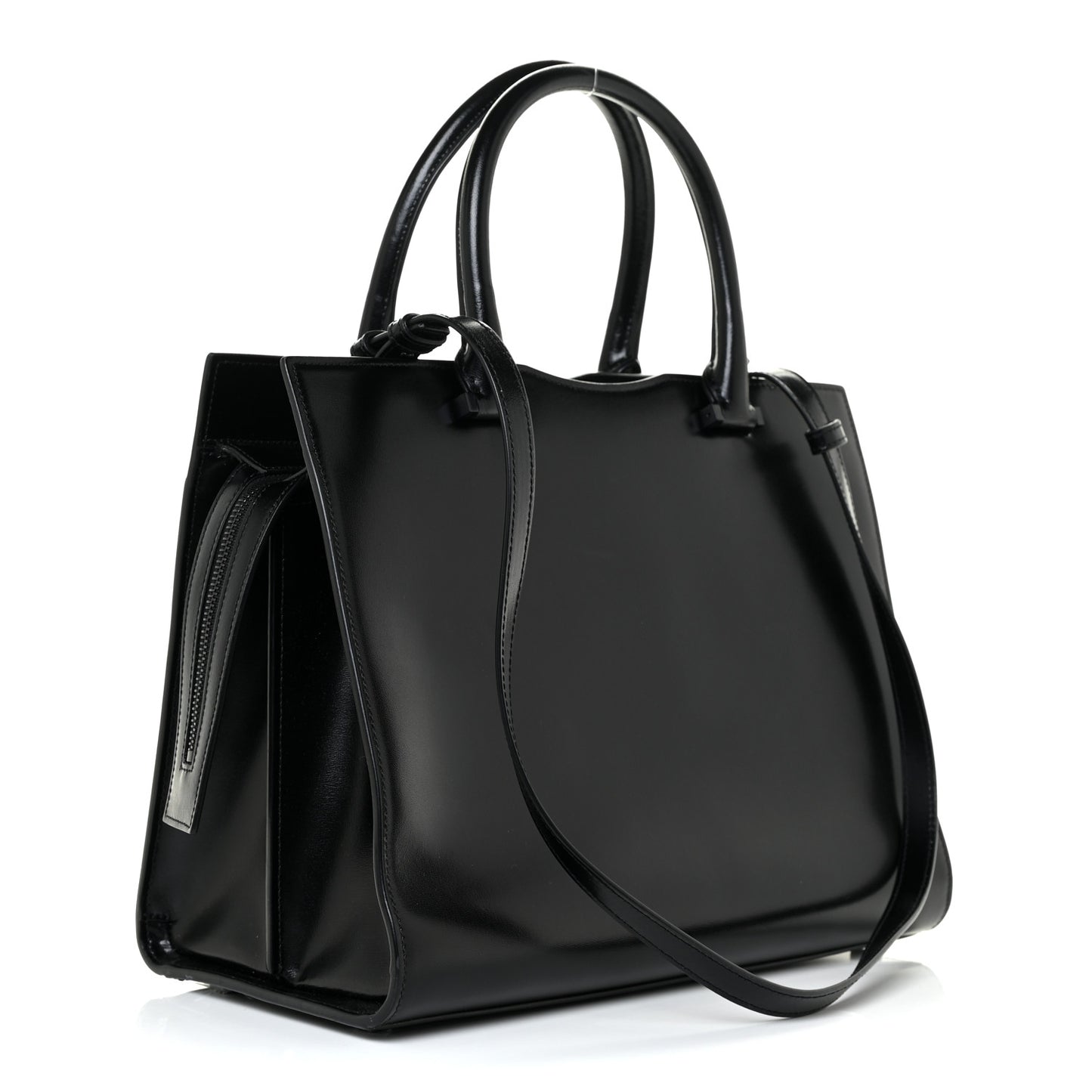 Shiny Calfskin Medium Uptown Tote Black