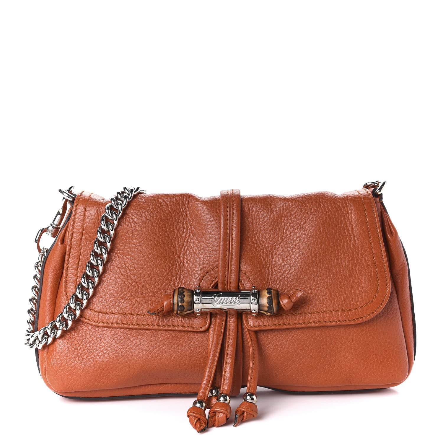 Gucci Calfskin Bamboo Croisette Evening Bag Orange 1 of 11