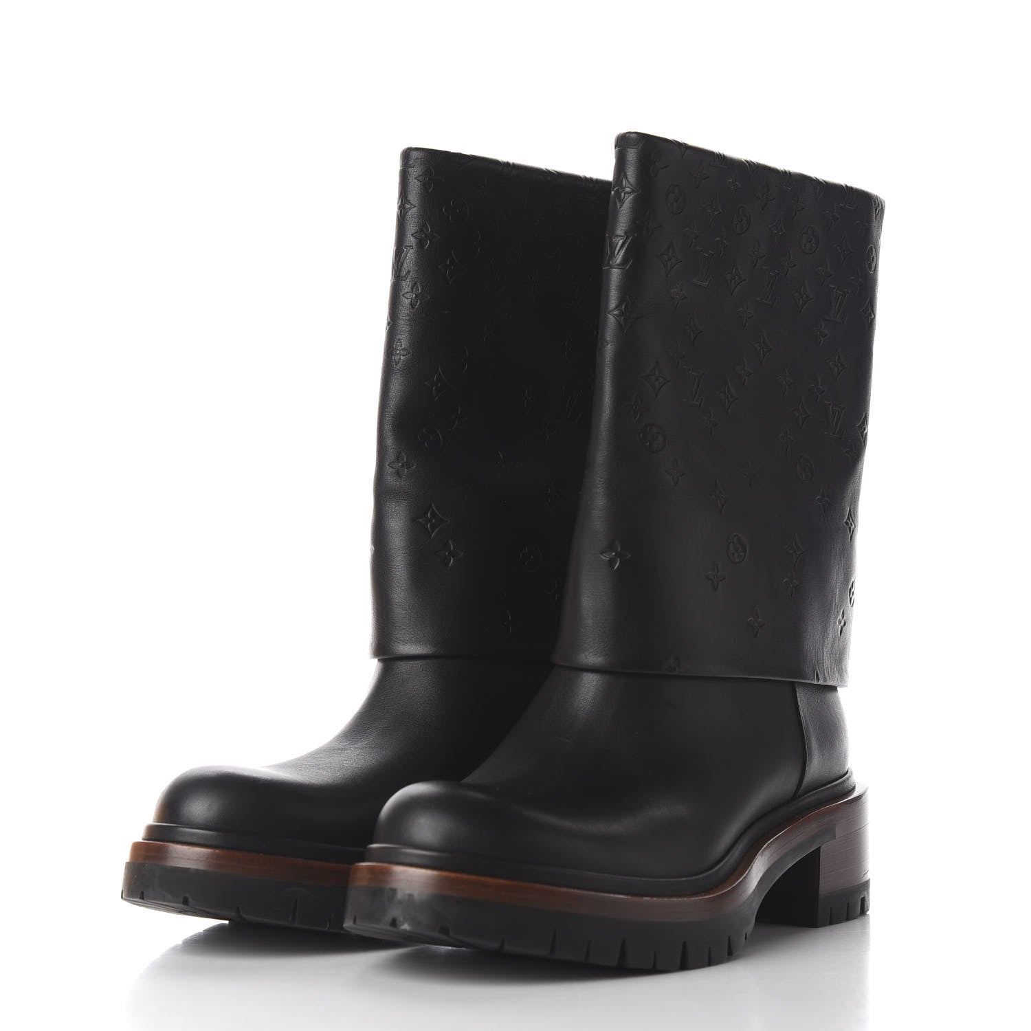 Louis Vuitton Calfskin Monogram Road Trip Flat Boots 38 Black 2 of 11