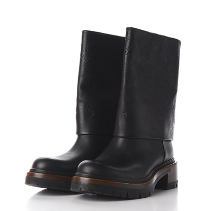 Louis Vuitton Calfskin Monogram Road Trip Flat Boots 38 Black 2 of 11
