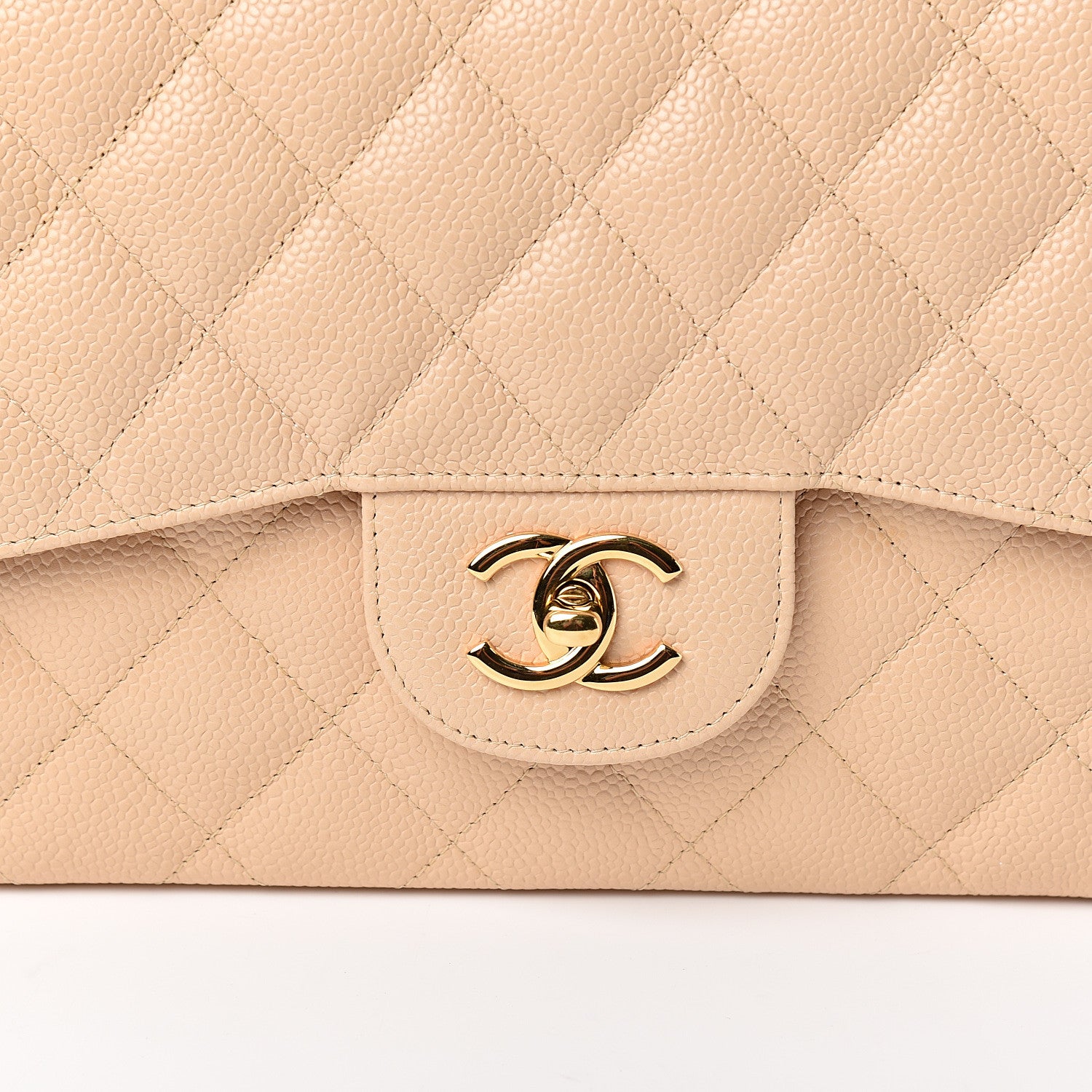 Chanel Caviar Quilted Jumbo Double Flap Light Beige 9 of 10