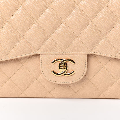 Chanel Caviar Quilted Jumbo Double Flap Light Beige 9 of 10