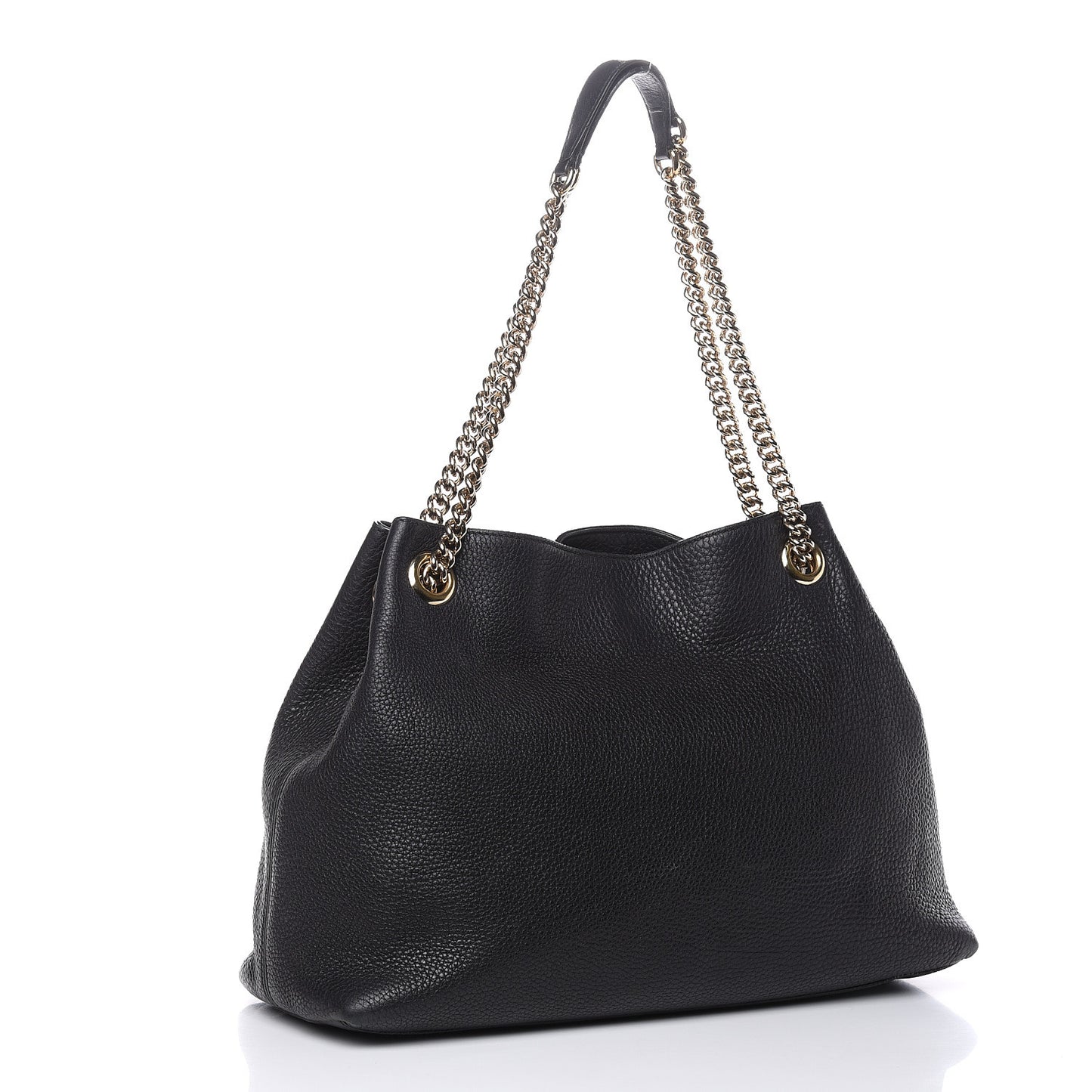 Pebbled Calfskin Medium Soho Chain Shoulder Bag Black