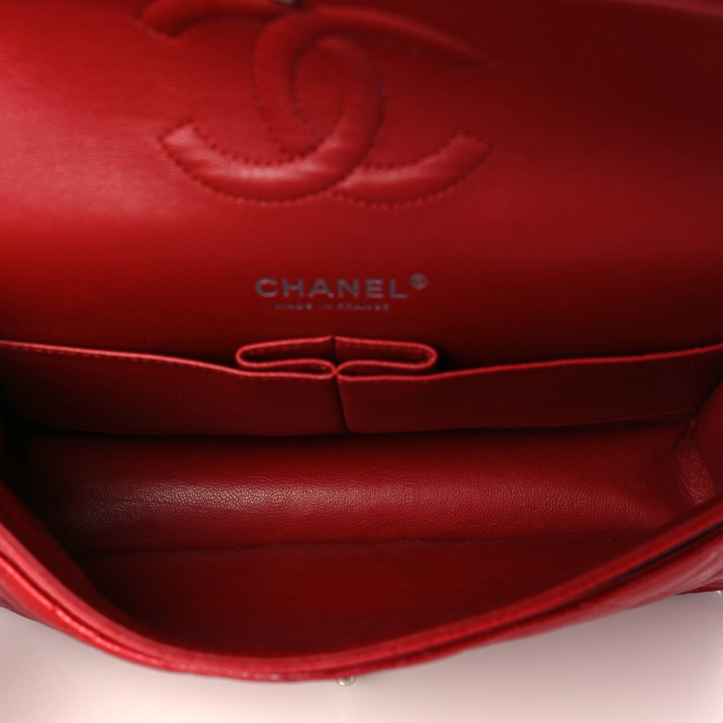 Caviar Quilted Medium Double Flap Red