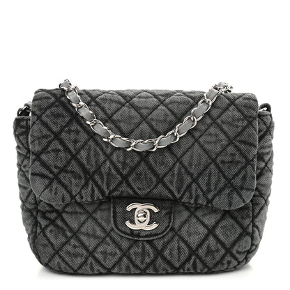 Chanel Washed Denim Quilted Small Denimpression Flap Grey Black 1 of 11