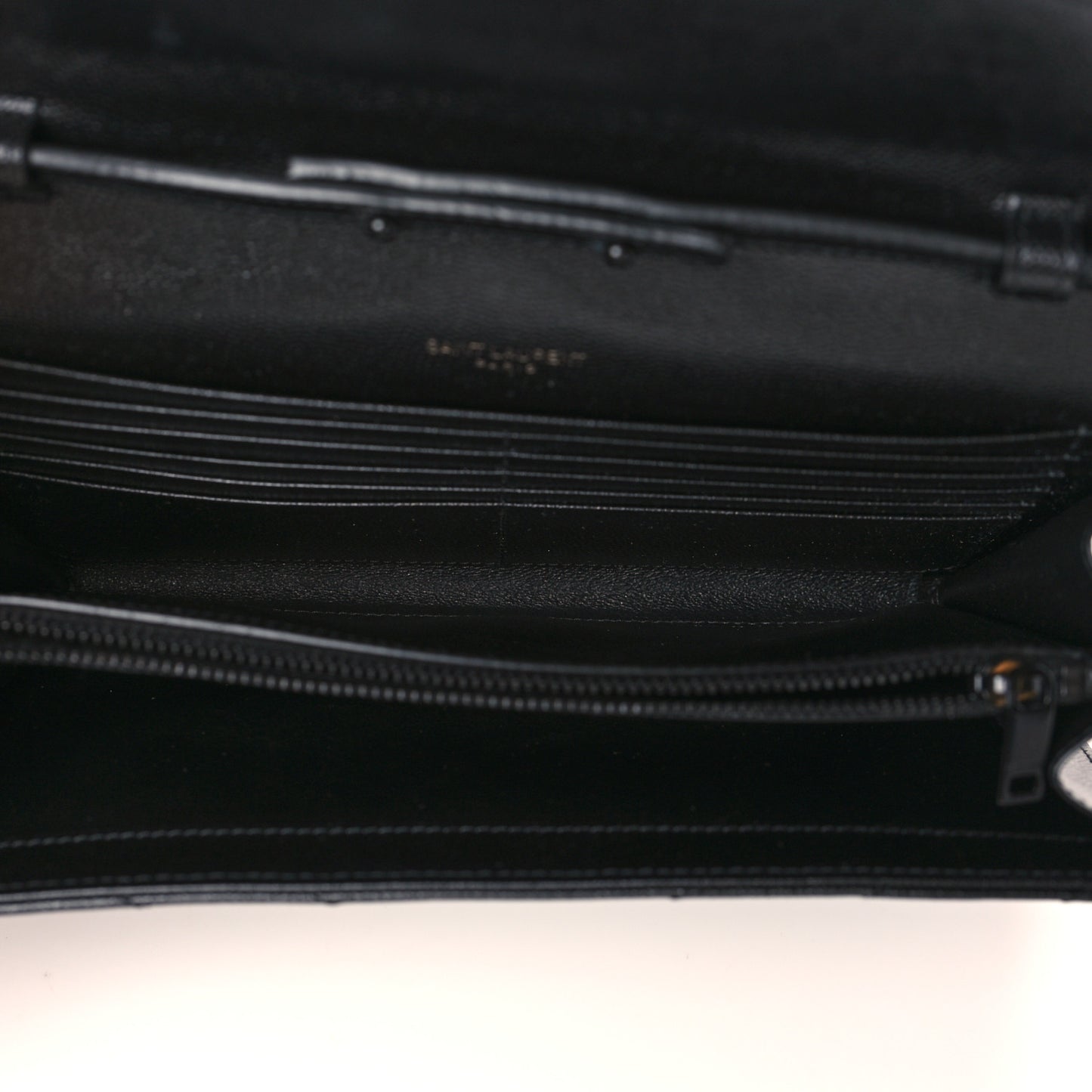 Grain De Poudre Matelasse Chevron Monogram Chain Wallet Black