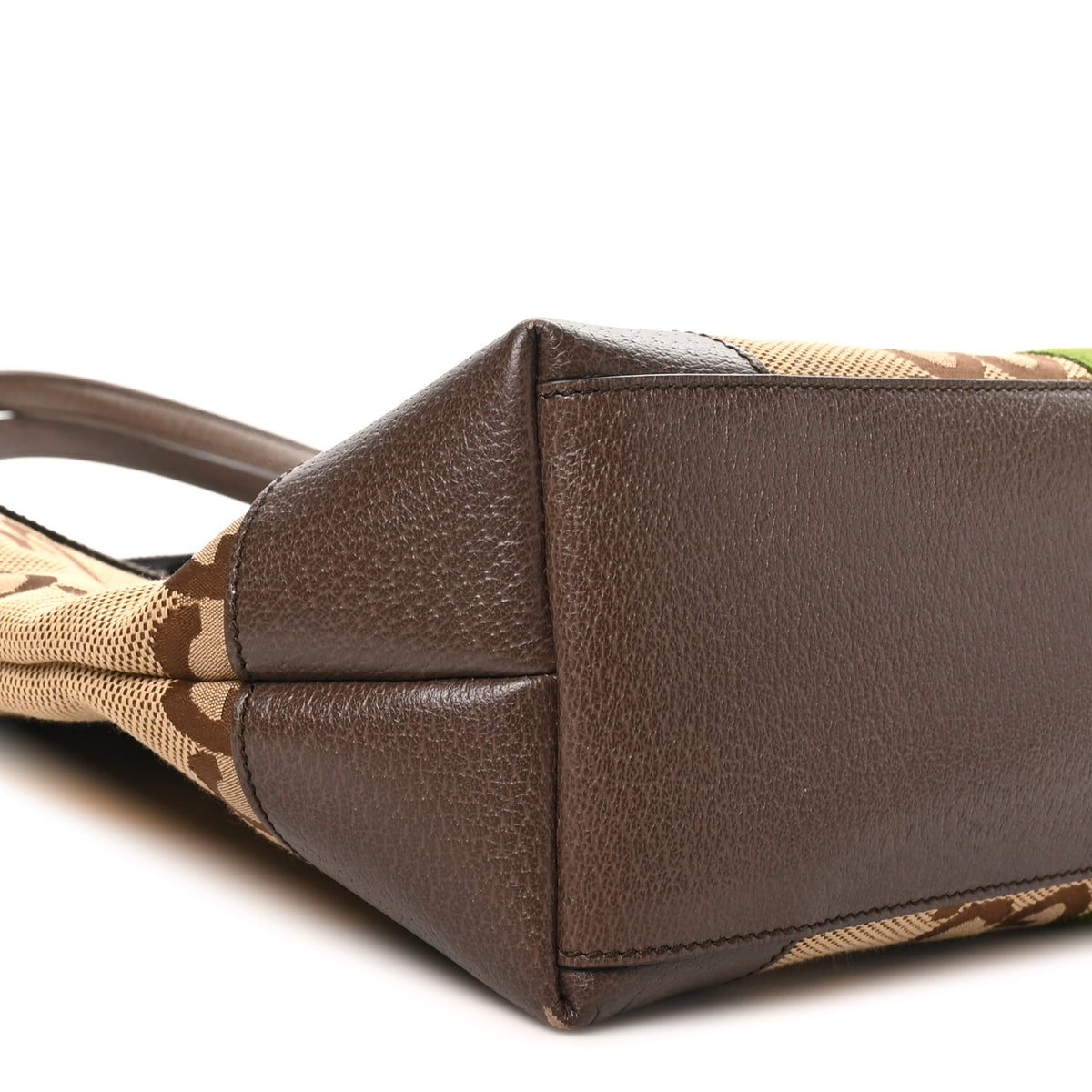 Monogram Jumbo GG Textured Dollar Calfskin Web Medium Ophidia Shopping Tote Camel Ebony