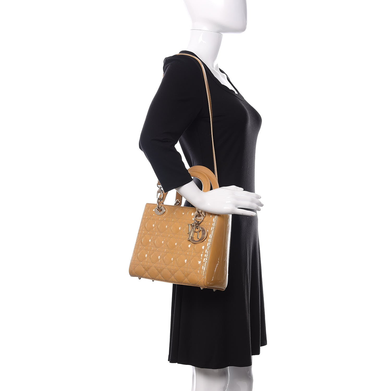 Christian Dior Patent Cannage Medium Lady Dior Dark Beige 2 of 10