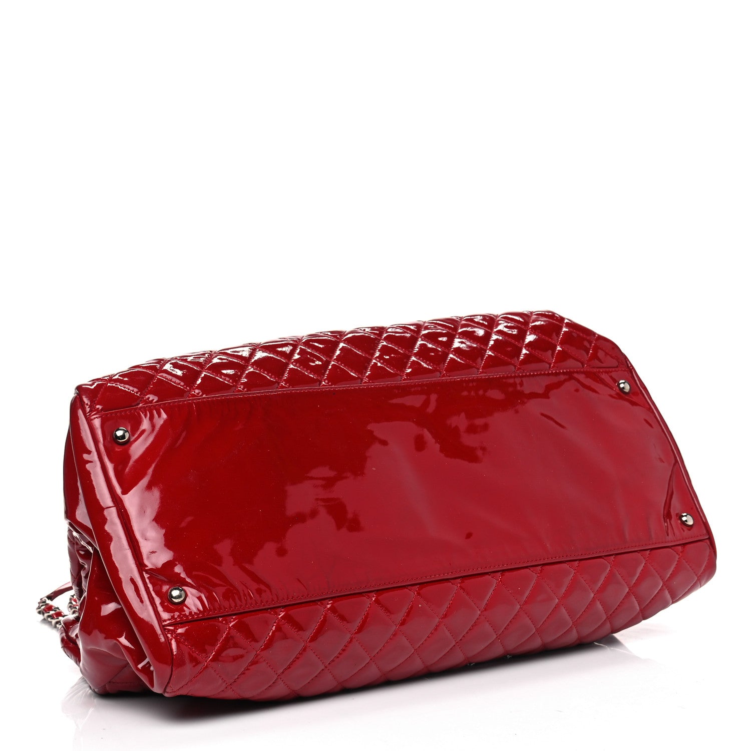 Chanel Patent Quilted Large Just Mademoiselle Bowling Bag Red 3 of 12