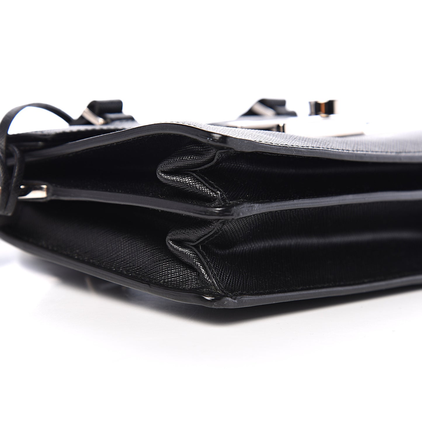 Saffiano Lux Mini Sound Top Handle Crossbody Bag Black