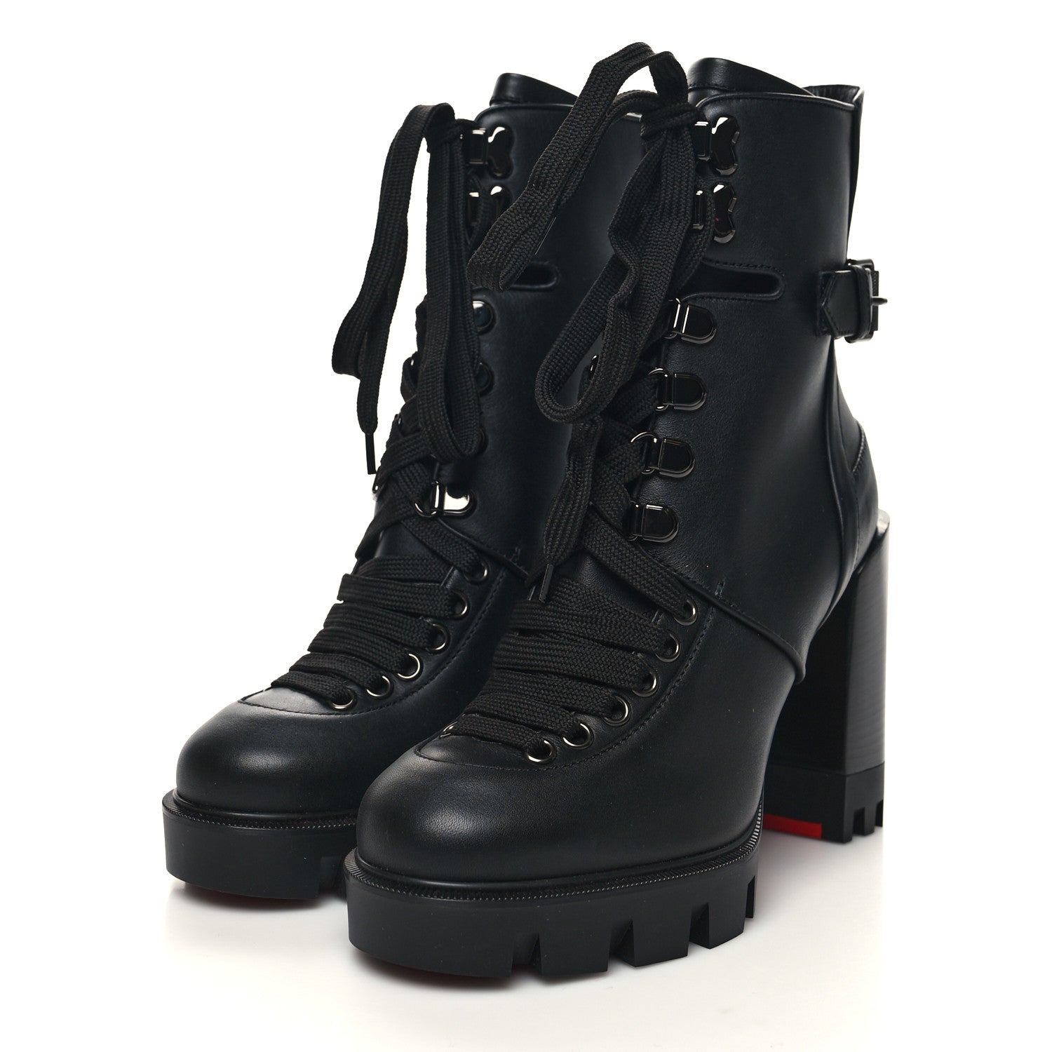 Christian Louboutin Calfskin Macademia 100 Biker Platform Boots 35 Black 3 of 7