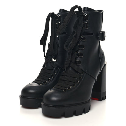 Christian Louboutin Calfskin Macademia 100 Biker Platform Boots 35 Black 3 of 7