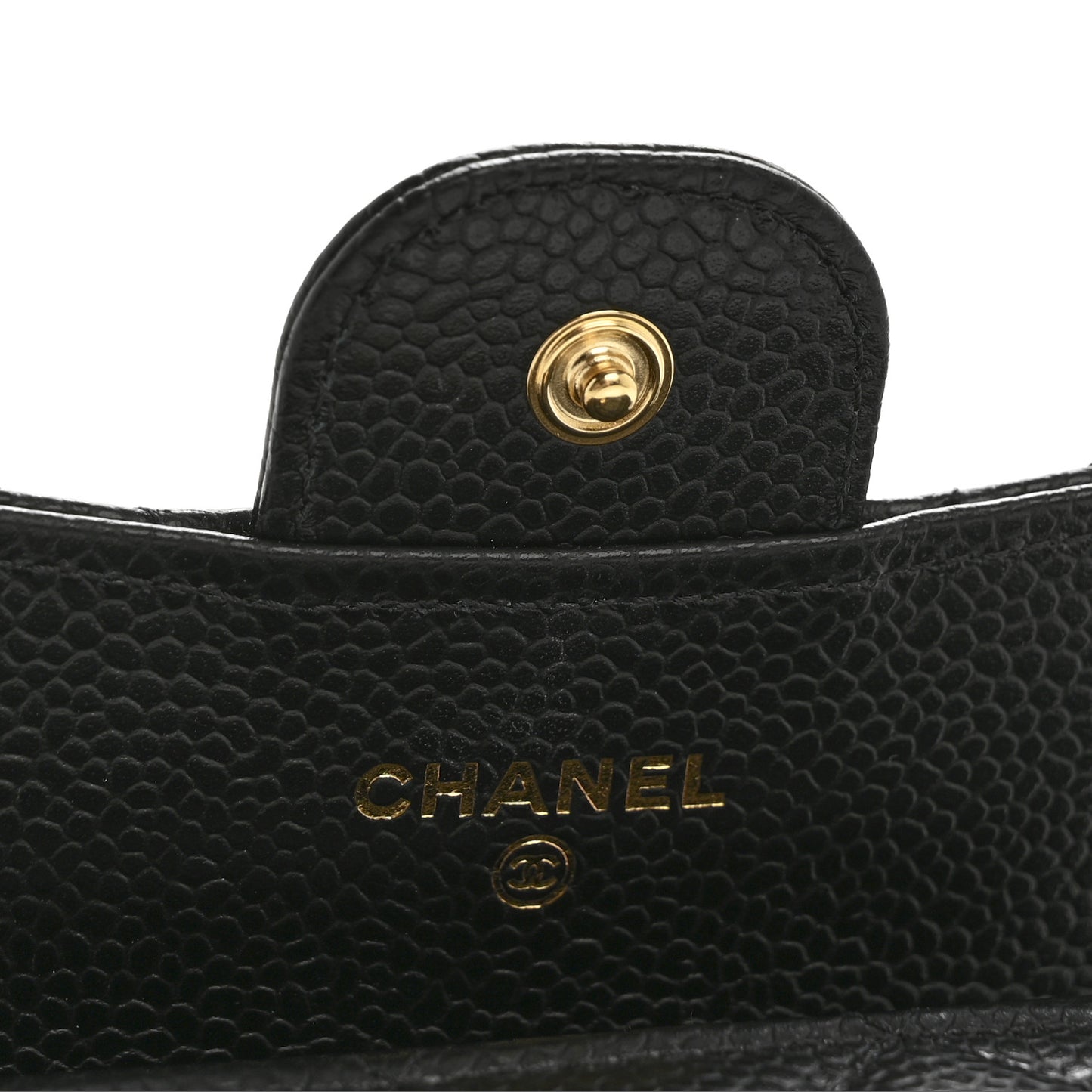 Caviar Quilted Flap Card Holder Wallet Black