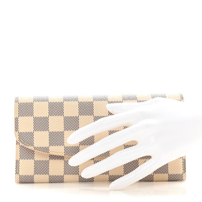 Louis Vuitton Damier Azur Emilie Wallet Rose Ballerine 2 of 8