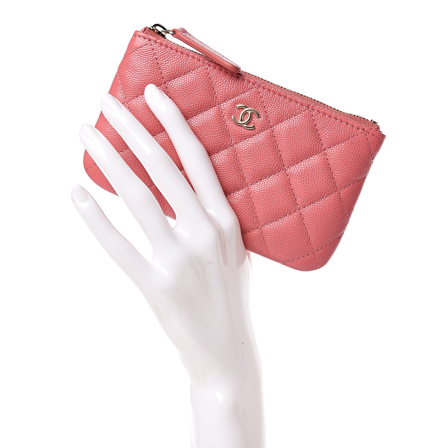 Caviar Quilted Small Cosmetic Case Pink