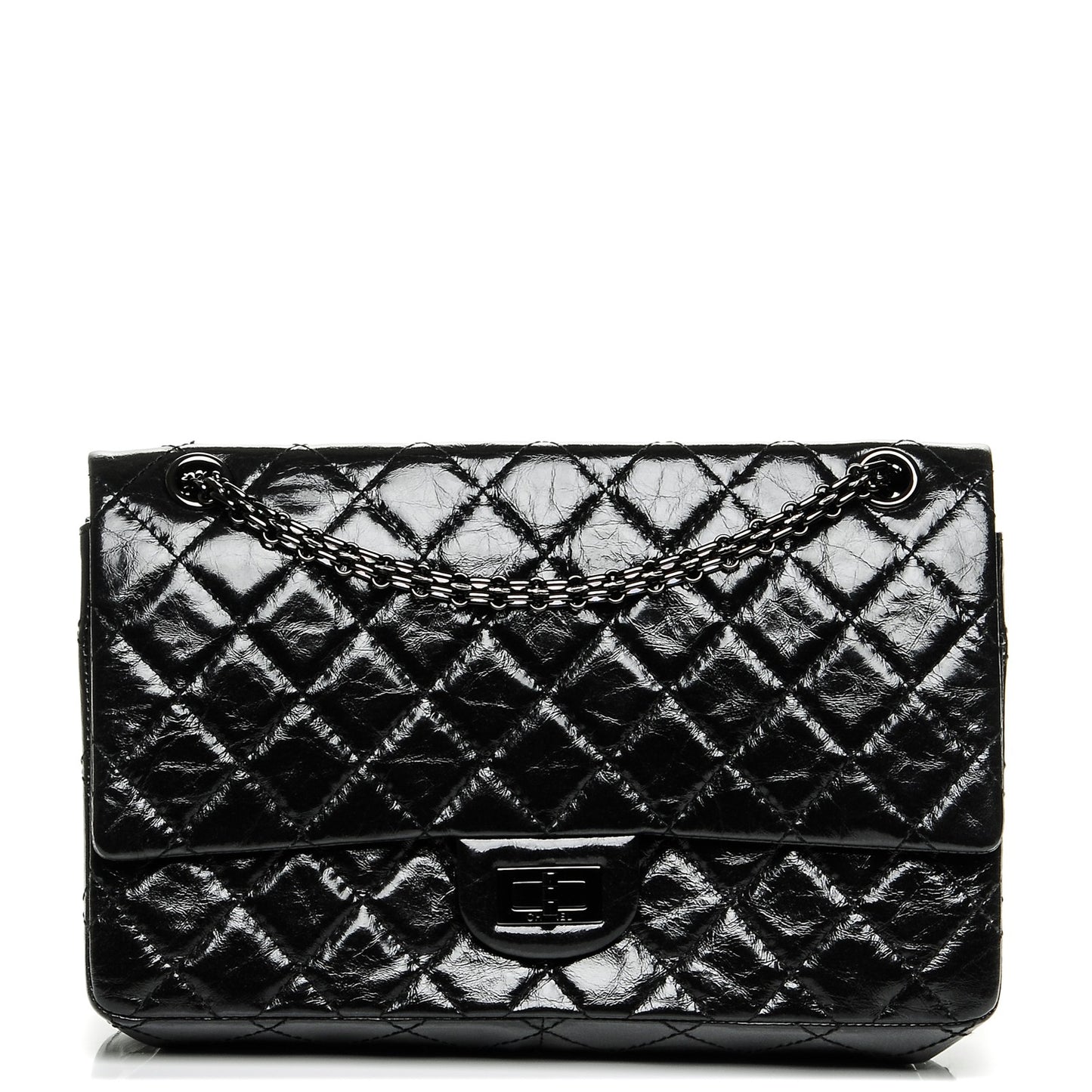 Glazed Calfskin Quilted 2.55 Reissue 226 Flap So Black