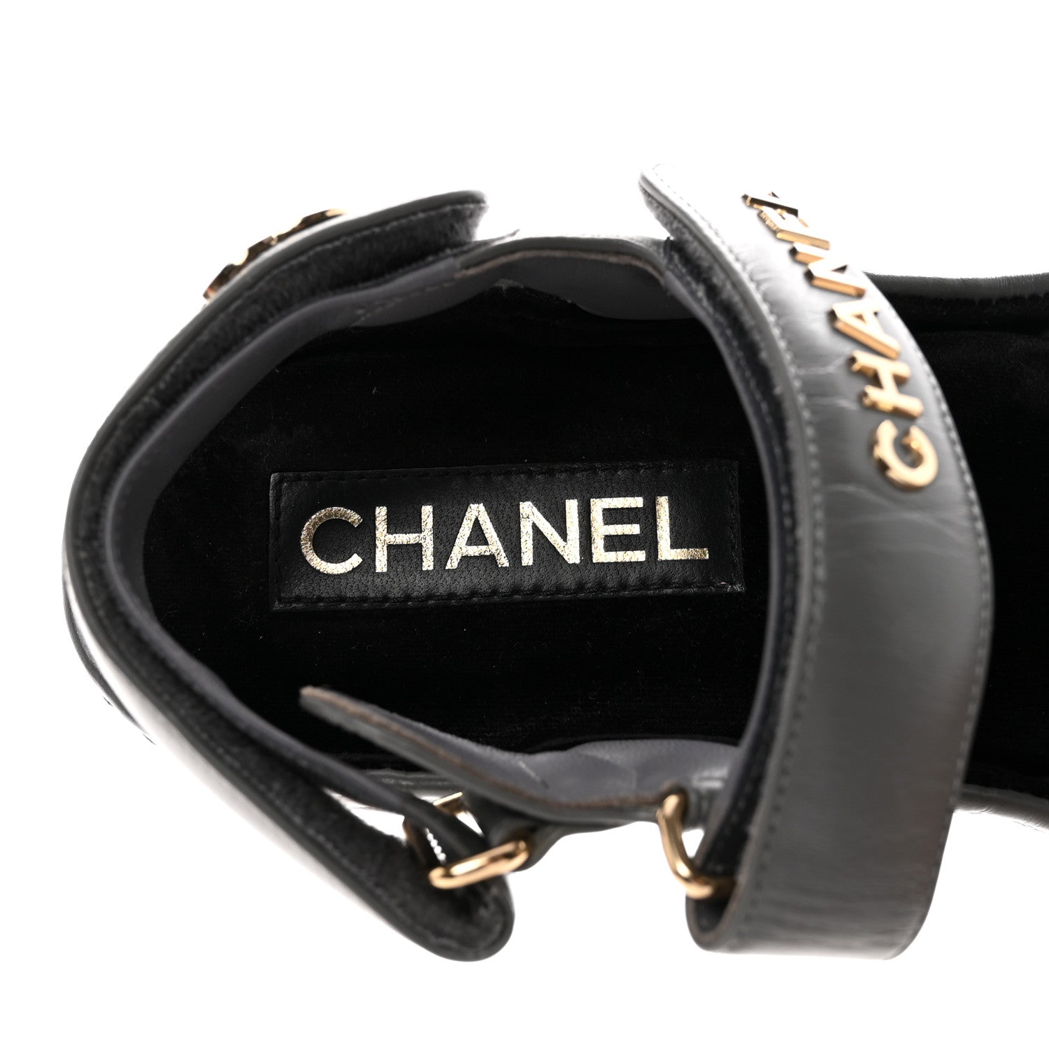Chanel Shiny Calfskin Logo Platform Sandals 37 Grey 8 of 10