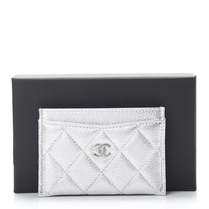 Chanel Metallic Lambskin Quilted Card Holder Silver 9 of 9