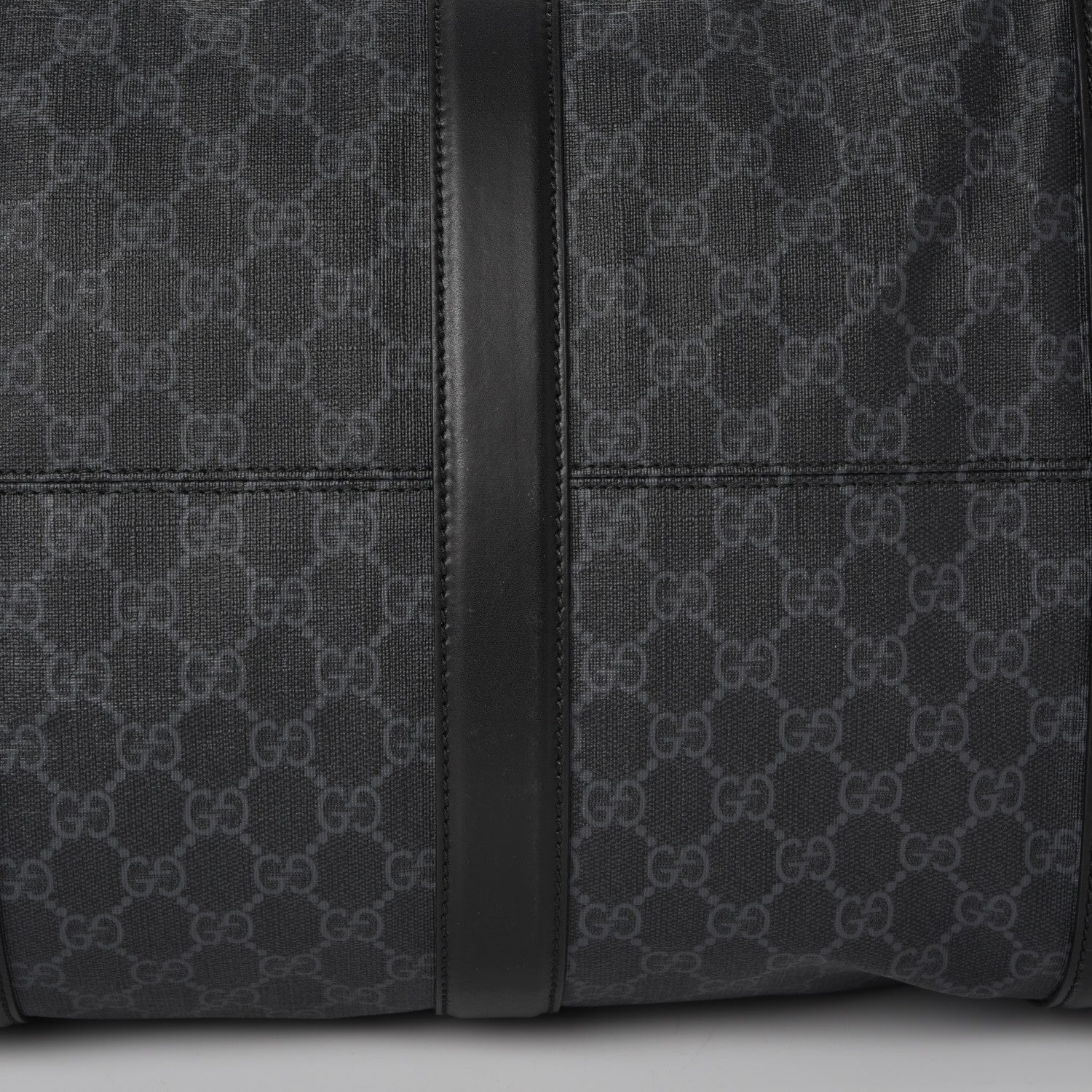 Gucci Soft GG Supreme Monogram Appia Calfskin Web Large Carry On Duffle Bag Black Grey 10 of 11