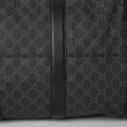 Gucci Soft GG Supreme Monogram Appia Calfskin Web Large Carry On Duffle Bag Black Grey 10 of 11