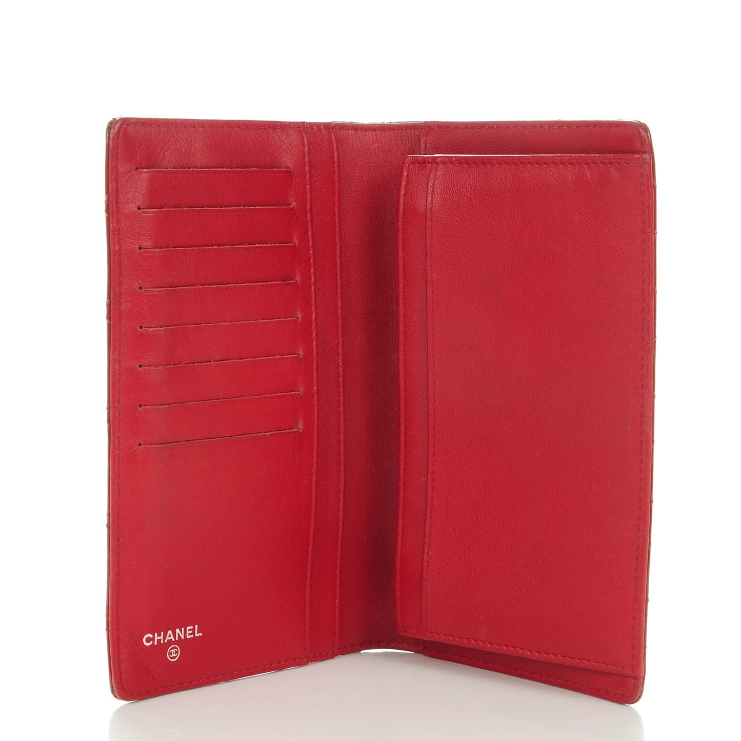 Patent Quilted Brilliant Yen Wallet Red