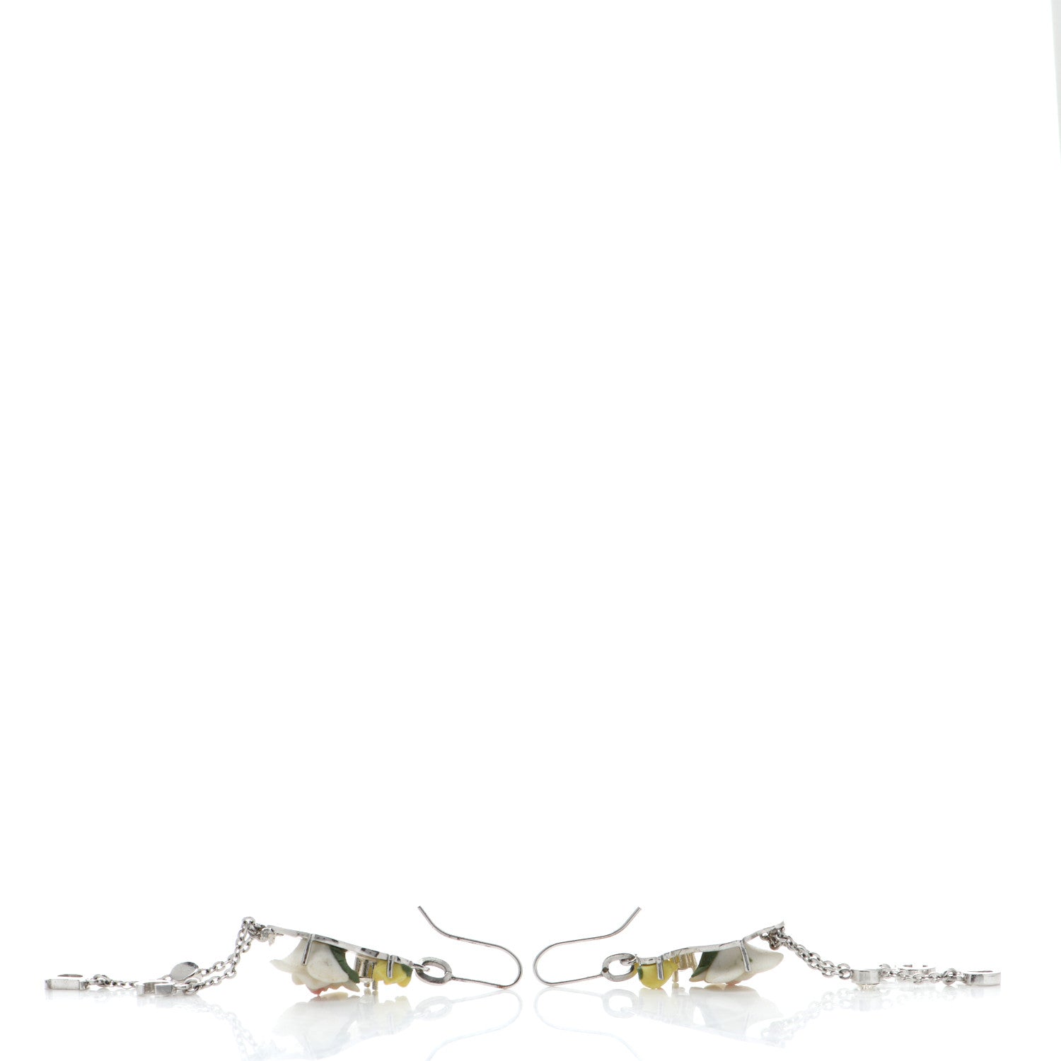 Christian Dior Enamel Flower Drop Earrings Silver 3 of 3