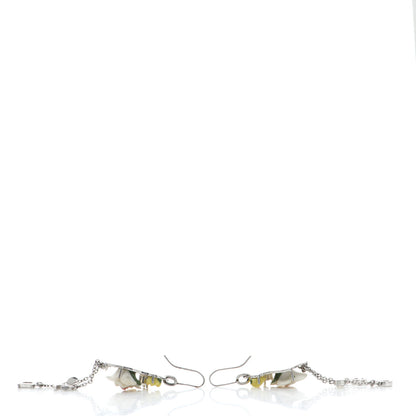 Christian Dior Enamel Flower Drop Earrings Silver 3 of 3