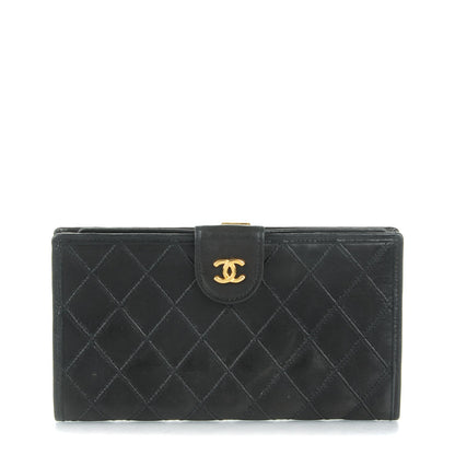 Chanel Lambskin Diamond Stitched French Wallet Black 1 of 8