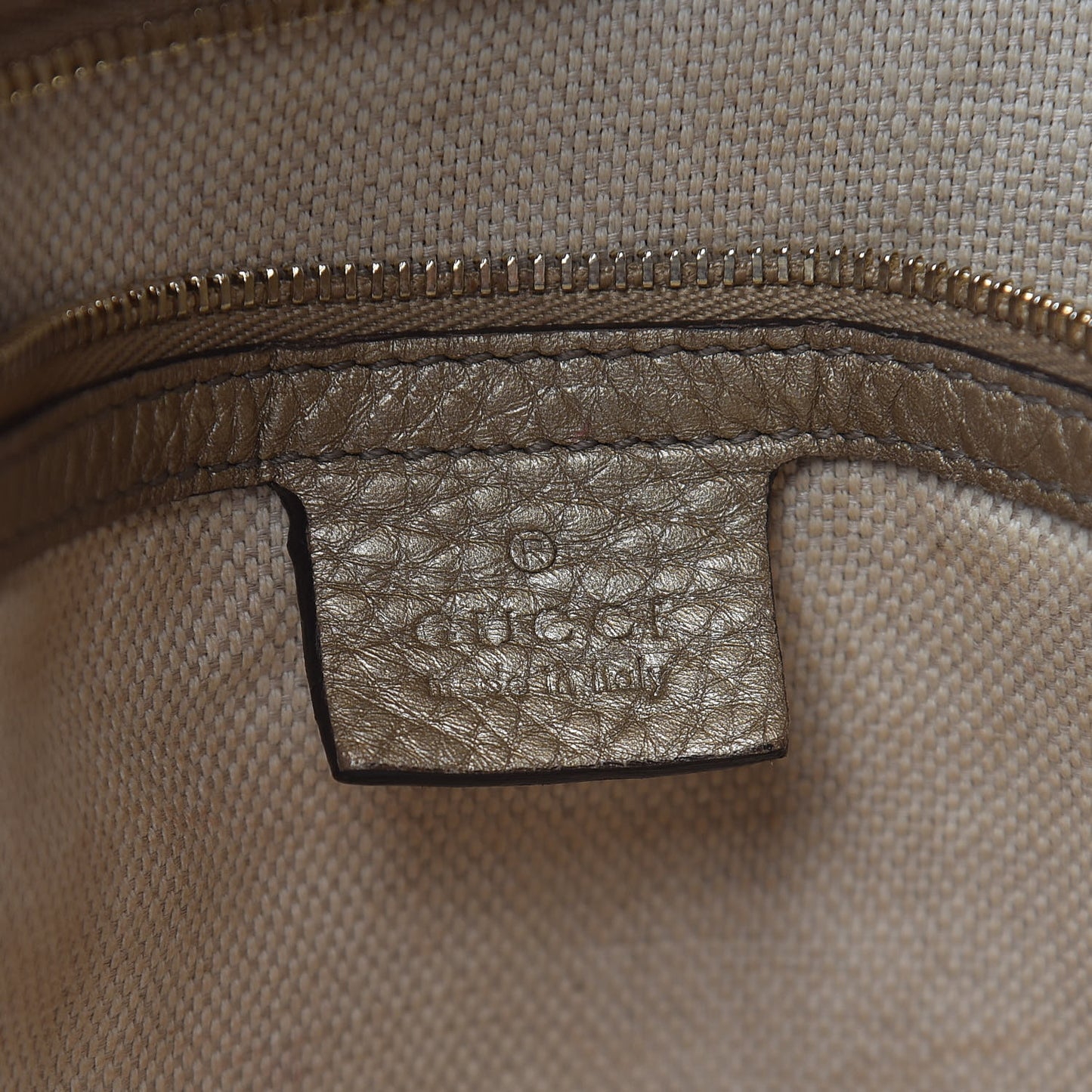 Metallic Pebbled Calfskin Large Soho Shoulder Bag Golden Beige