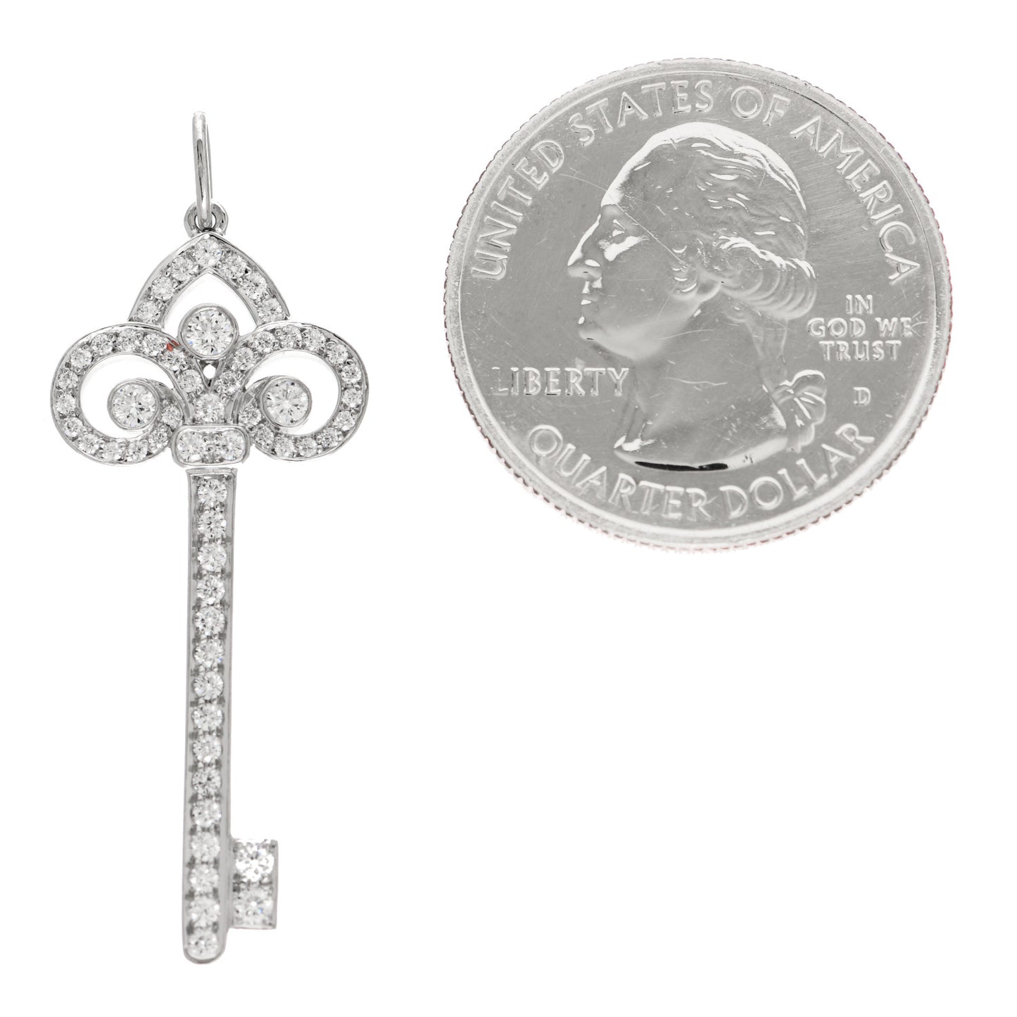 Platinum Diamond .41ct Fleur De Lis Key Pendant