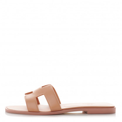 Hermes Box Calfskin Oran Sandals 38 Granit Rose 1 of 7