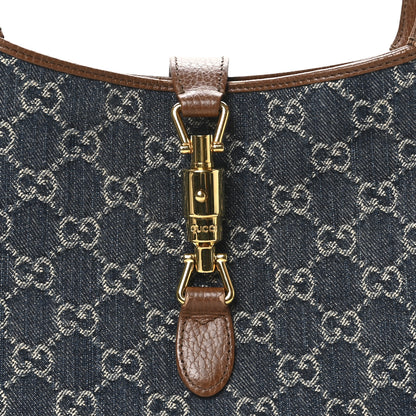 Gucci New Denim GG Monogram Calfskin Small Jackie 1961 Hobo Blue Tea Cuir 8 of 11