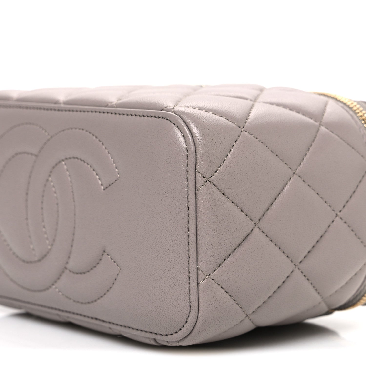 Chanel Lambskin Quilted Small Top Handle Vanity Case With Chain Dark Grey 10 of 10