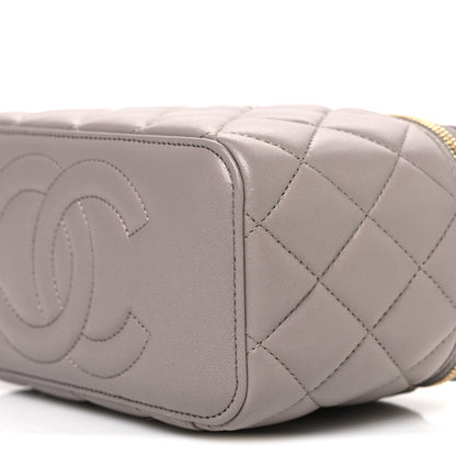 Chanel Lambskin Quilted Small Top Handle Vanity Case With Chain Dark Grey 10 of 10